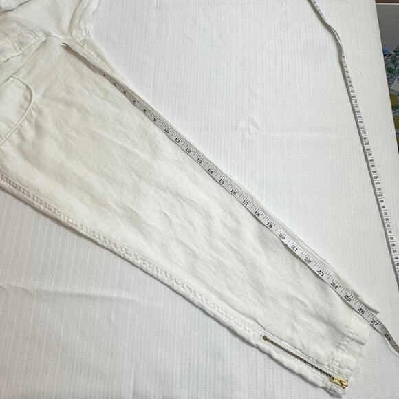 JUICY COUTURE White Linen Cotton Pants Large Drawstring Ankle Zip Y2K Minimalist - Picture 8 of 8